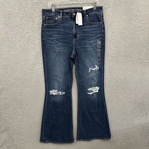 American Eagle Jeans Womens 4 Long Blue Denim Super Hi Rise Flare Boho Stretch